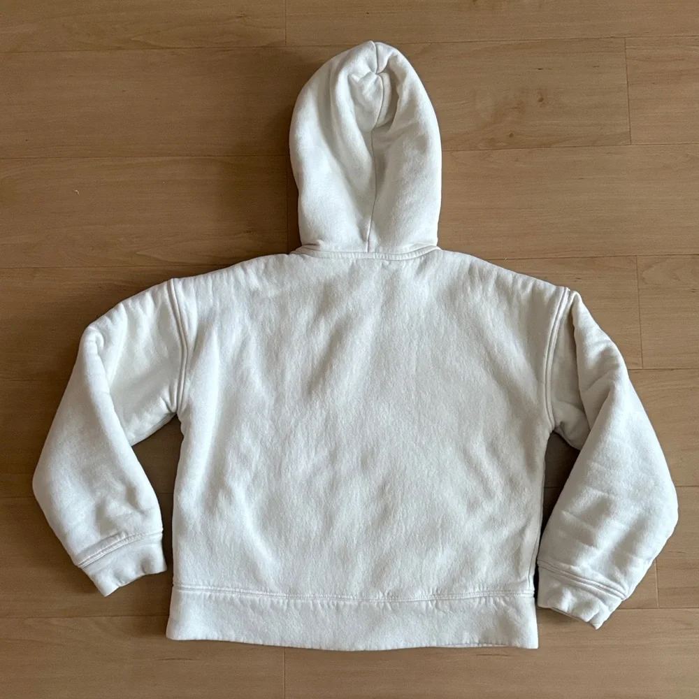 OLD NAVY GIRLS SERPA LINED FULL ZIP HOODED JACKET FRONT POCKETS CREAM LG (10-12)
